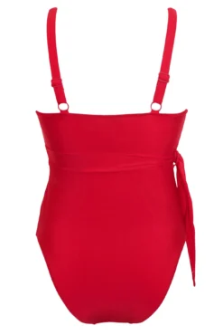 Samoa Wrap Over Control Swimsuit - Red -Curve by Lingerie 282639 20220413143200