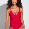 Samoa Wrap Over Control Swimsuit - Red
