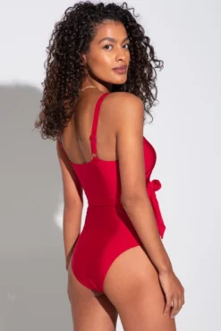 Samoa Wrap Over Control Swimsuit - Red -Curve by Lingerie 282643 20220413143200