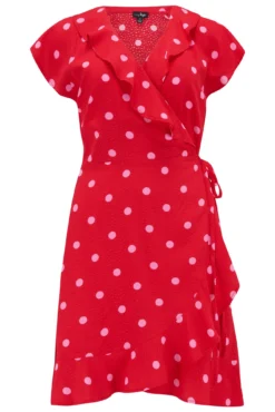 Textured Woven Wrap Beach Dress - Red/Pink -Curve by Lingerie 283877 20230616162600