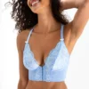 Opulence Front Fastening Underwired Bralette - Powder Blue/Cream