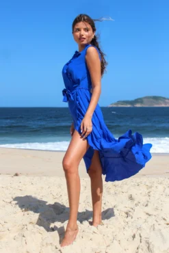 Midaxi Wrap Beach Dress - Ultramarine -Curve by Lingerie 285126 20220428133000