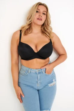 Definitions Plunge T-Shirt Bra - Black -Curve by Lingerie 285533 20220509094100