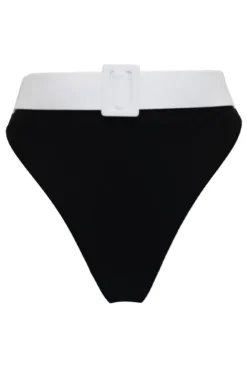Freedom Belted High Leg Control Brief - Black/White -Curve by Lingerie 286557 20220526125600