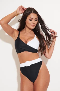 Freedom Belted High Leg Control Brief - Black/White