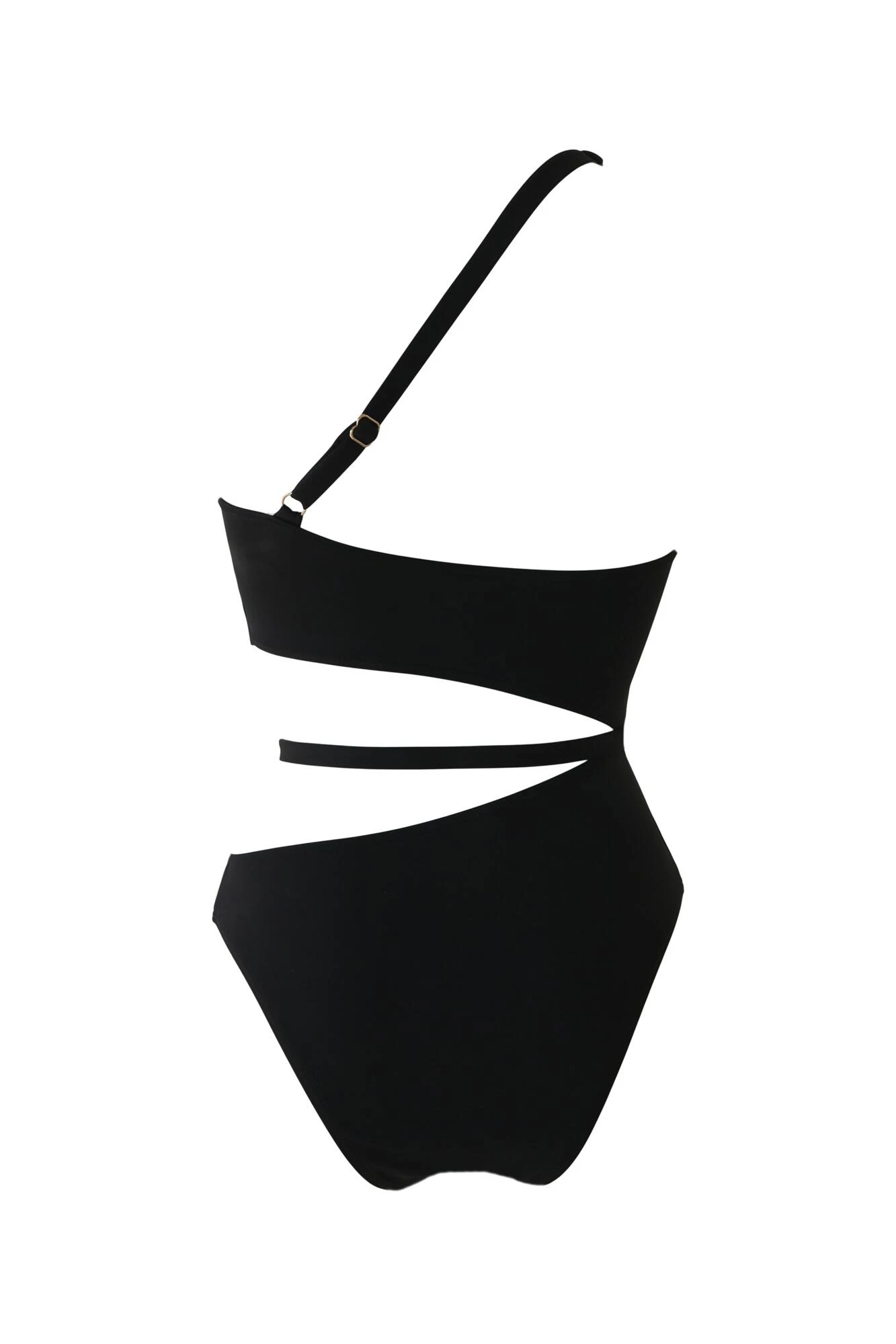 India Chains Recycled One Shoulder Cut Out Swimsuit - Black 4 India Chains Recycled One Shoulder Cut Out Swimsuit - Black - Image 4