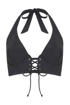 India Recycled Longline Underwired Halter Top - Black 8 India Recycled Longline Underwired Halter Top - Black -Curve by Lingerie 287519 20220607135200