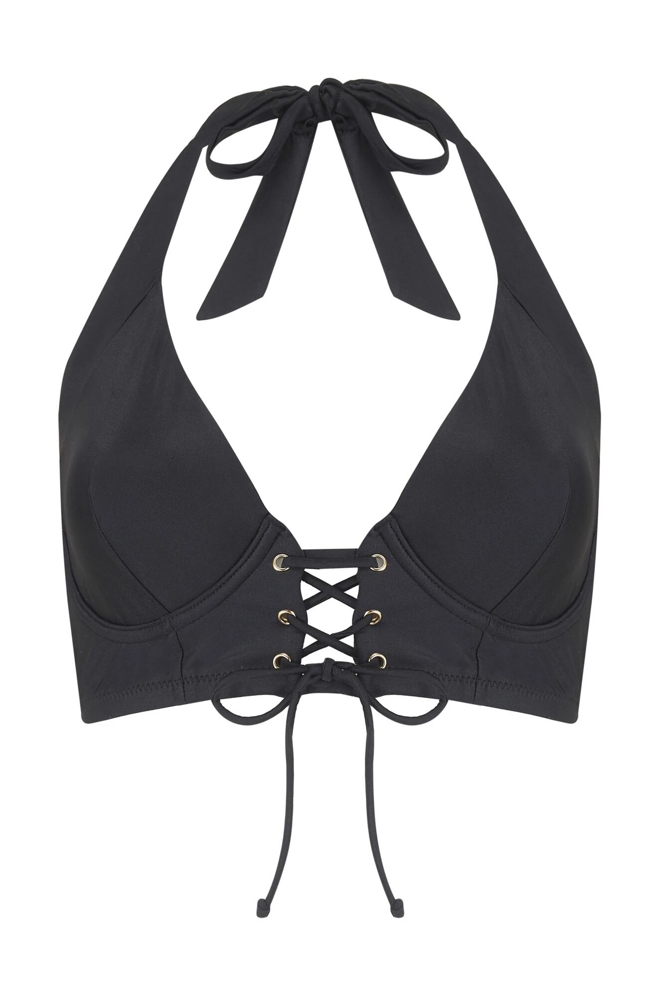 India Recycled Longline Underwired Halter Top - Black 4 India Recycled Longline Underwired Halter Top - Black - Image 4