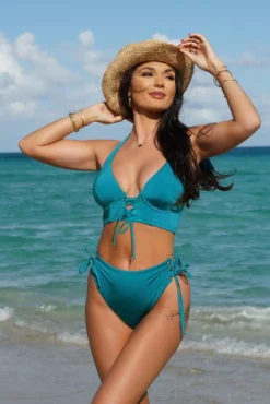 India Recycled High Waist High Leg Brief - Turquoise 5 India Recycled High Waist High Leg Brief - Turquoise -Curve by Lingerie 287531 20220607135400