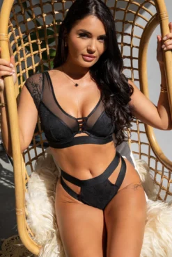 India Underwired Cami Bra Top - Black -Curve by Lingerie 290414 20220714152600