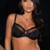 India Sheer And Opaque Underwired Bra - Black