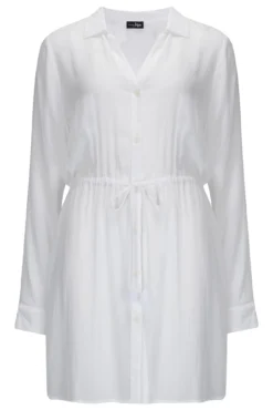 Crinkle Button Through Beach Shirt - White 10 Crinkle Button Through Beach Shirt - White -Curve by Lingerie 290963 20220720162900