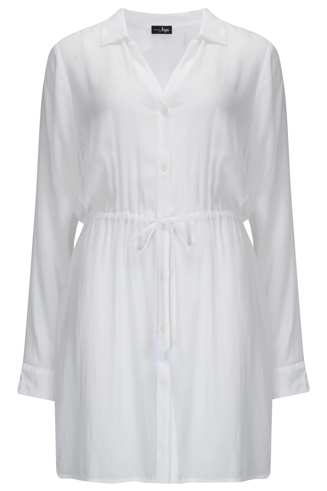 Crinkle Button Through Beach Shirt - White 5 Crinkle Button Through Beach Shirt - White - Image 5