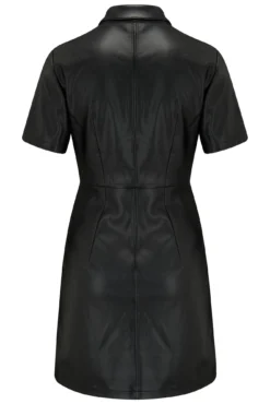 Ella Faux Leather Zip Through Mini Dress - Black -Curve by Lingerie 291833 20220817093400