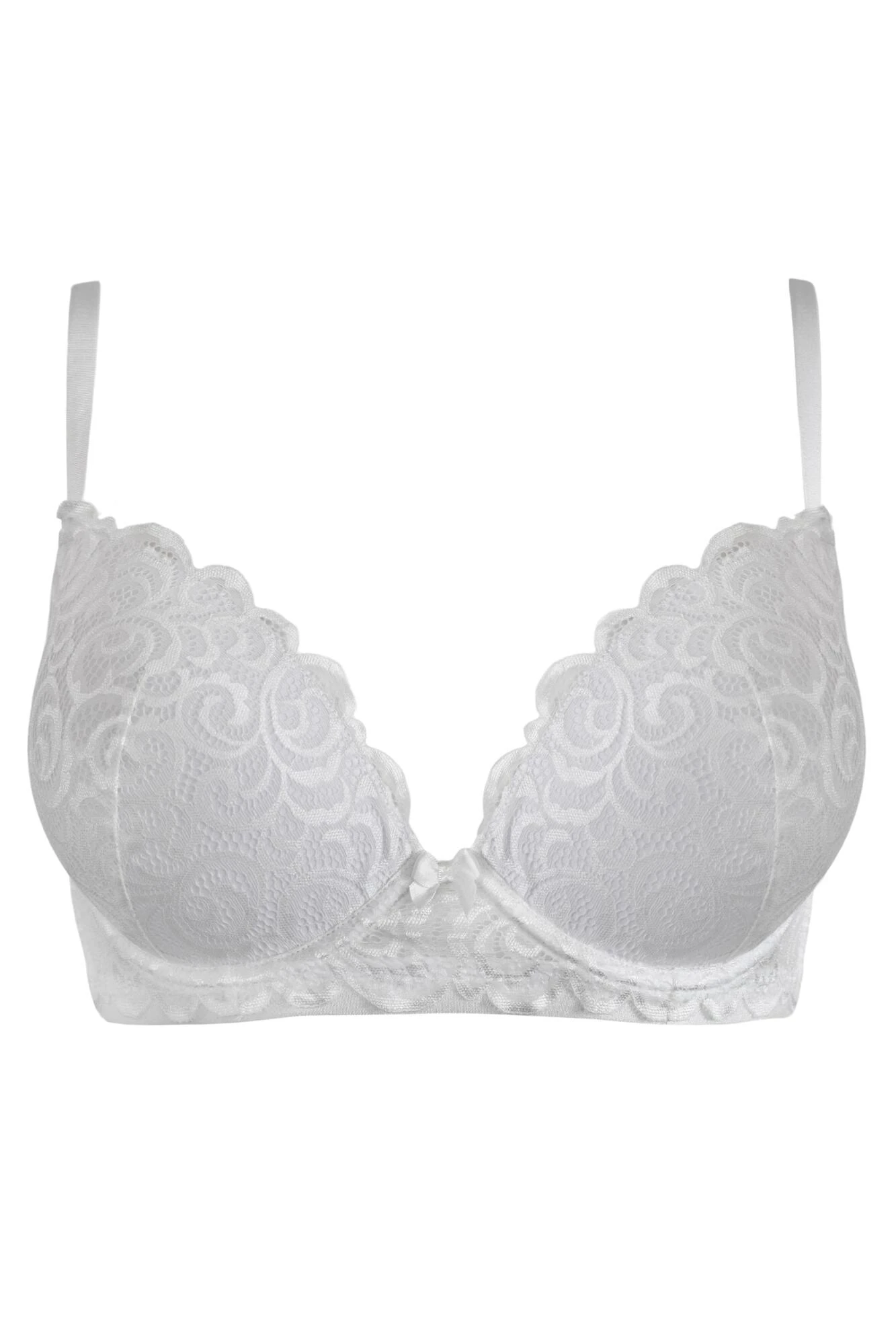 Romance Moulded Plunge Push Up Bra - White 6 Romance Moulded Plunge Push Up Bra - White - Image 6