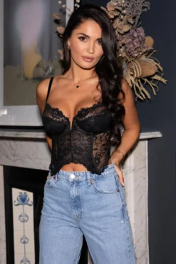 India Eyelash Cropped Basque - Black -Curve by Lingerie 293215 20220824143600