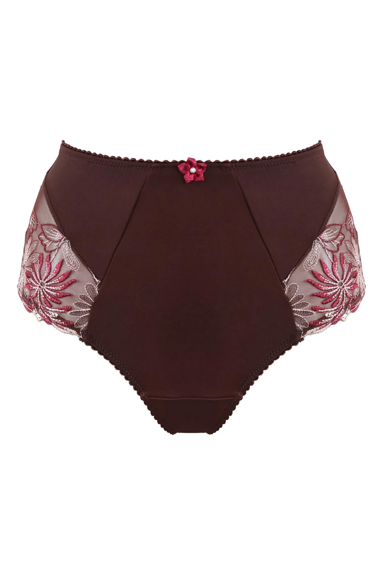 St Tropez High Waist Deep Brief - Chocolate/Red 3 St Tropez High Waist Deep Brief - Chocolate/Red - Image 3
