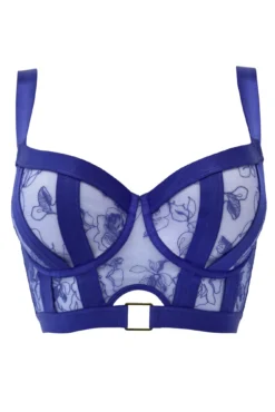 India Embroidery Underwired Bustier - Blue -Curve by Lingerie 296400 20221118153400