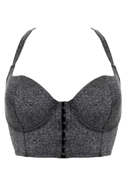 All That Glitters Front Fastening Longline - Silver -Curve by Lingerie 296739 20221108151400