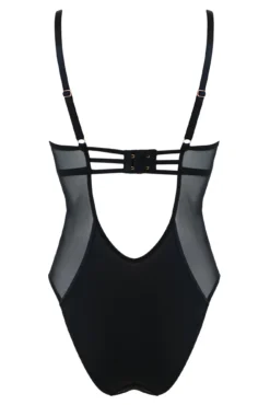 India Sheer And Opaque Underwired Plunge Body - Black -Curve by Lingerie 297274 20221117151600