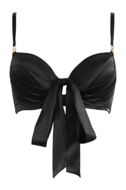 India Satin Padded Longline Bra - Black -Curve by Lingerie 297616 20221011130700