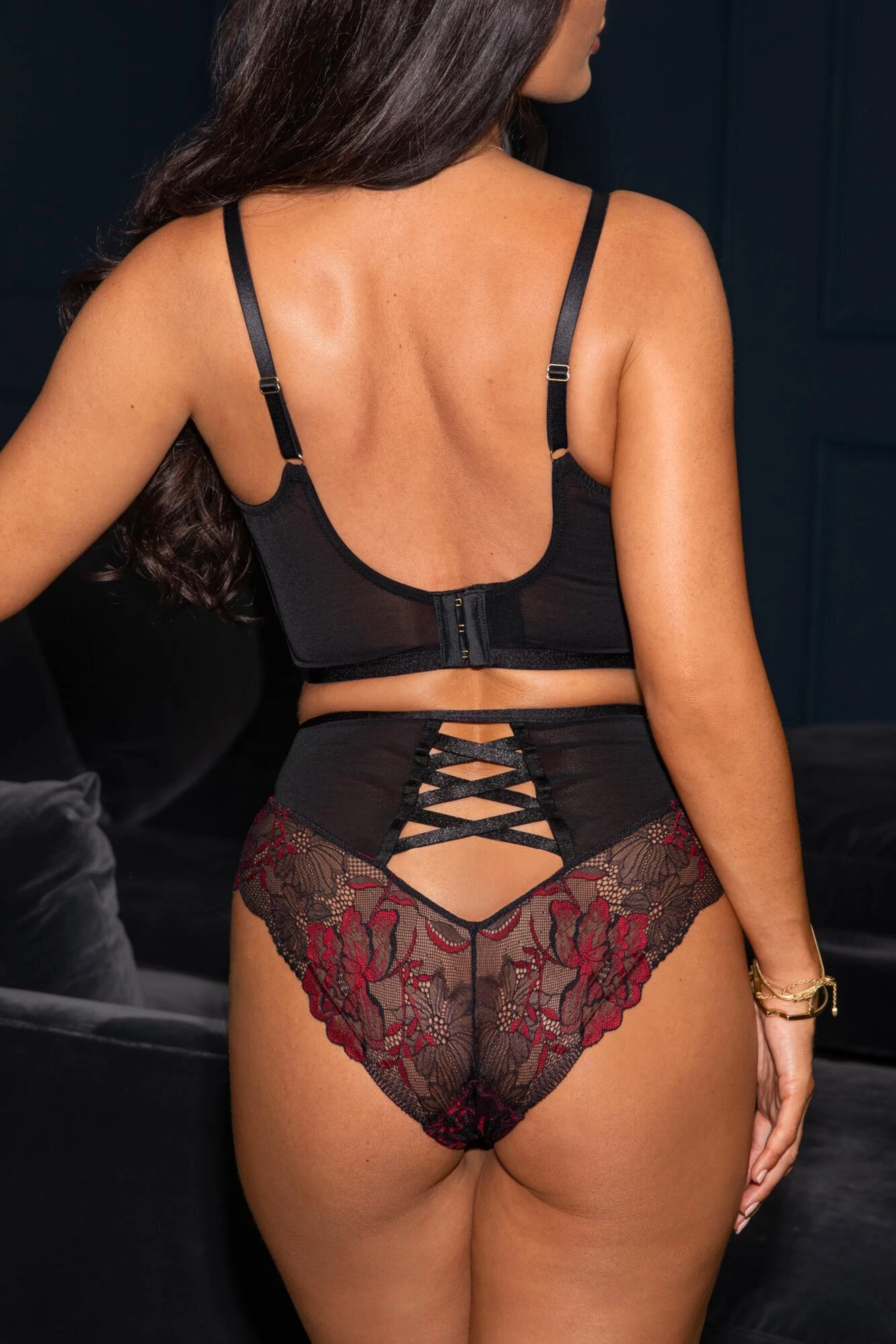 After Hours High Waist Brief - Red/Black 2 After Hours High Waist Brief - Red/Black - Image 2