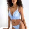Opulence Front Fastening Set - Powder Blue/Cream