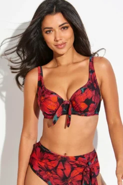 Orchid Luxe Underwired Non Padded Top - Red/Teal