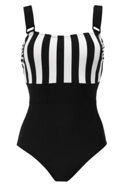 Colour Block Tummy Control Swimsuit - Black/White 8 Colour Block Tummy Control Swimsuit - Black/White -Curve by Lingerie 298934 20221020163300