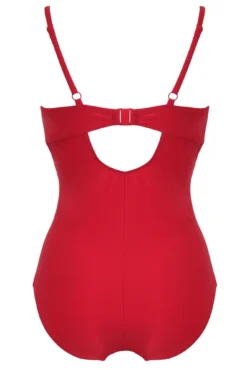 Lightly Padded Underwired Twist Front Tummy Control Swimsuit - Red 13 Lightly Padded Underwired Twist Front Tummy Control Swimsuit - Red -Curve by Lingerie 298998 20221128124000
