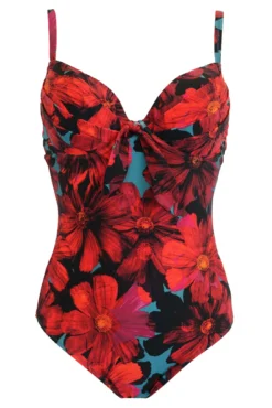 Orchid Luxe Padded Underwired Swimsuit - Red/Teal -Curve by Lingerie 299053 20221125155400