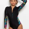 Energy Long Sleeved Zip Front Paddle Swimsuit - Tropical