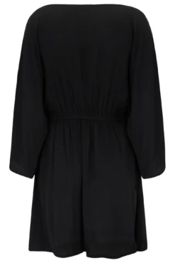 EcoVero™ Cut Out Crinkle O Ring Cover Up - Black -Curve by Lingerie 299985 20230616153300