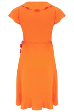 Woven EcoVero™ Frill Wrap Dress - Orange -Curve by Lingerie 300143 20221102135800