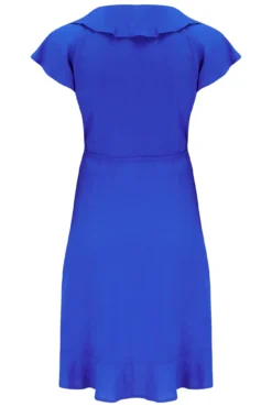 Woven EcoVero™ Frill Wrap Dress - Ultramarine -Curve by Lingerie 300148 20221102135800