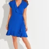 Woven EcoVero™ Frill Wrap Dress - Ultramarine