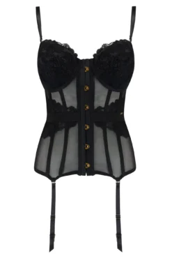 India Bold Embroidery Basque - Black -Curve by Lingerie 300414 20221109135600