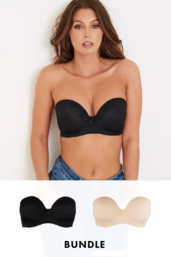 Definitions Strapless Bra Bundle - Black And Natural