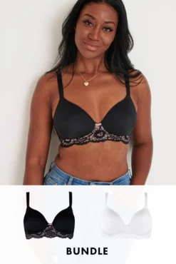 Opulence T Shirt Non Wired Bra Bundle - Black Pink And White