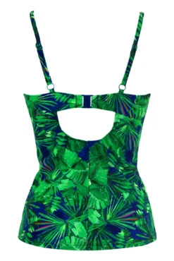 Pacific Beach Lightly Padded Underwired Tankini Top - Navy Fern -Curve by Lingerie 301280 20221128153100