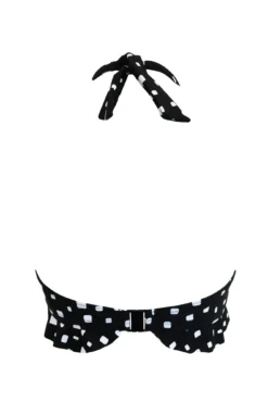 Cascade Halter Non-Wired Frill Top - Black/White -Curve by Lingerie 301316 20221201112700