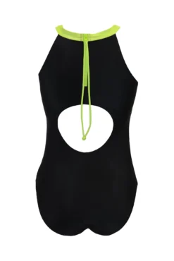 Energy Chlorine Resistant High Leg Swimsuit - Black/Lime -Curve by Lingerie 301457 20221129160000