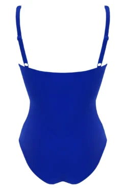 Frill Lace Up Tummy Control Swimsuit - Ultramarine -Curve by Lingerie 301459 20230328141000