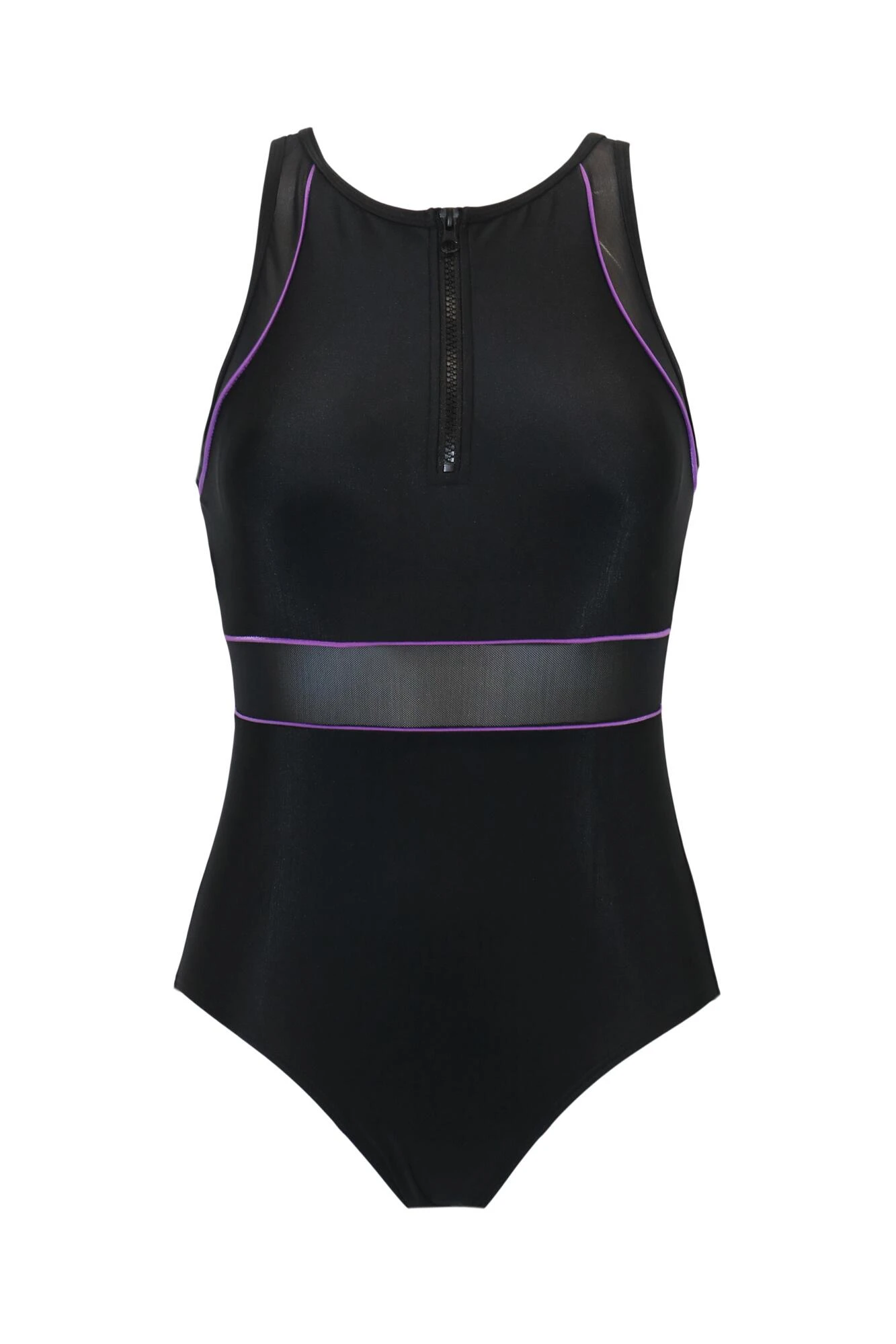 Energy Chlorine Resistant Recycled High Neck Zip F - Black/Purple 4 Energy Chlorine Resistant Recycled High Neck Zip F - Black/Purple - Image 4