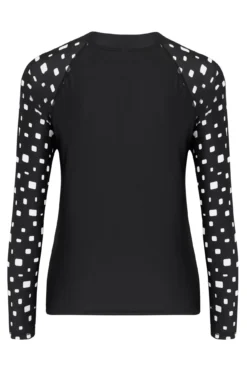 Cascade Long Sleeved Rash Vest - Black/White -Curve by Lingerie 301527 20230524152300