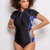 Energy Short Sleeved Zip Front Paddle Swimsuit - Tie Dye