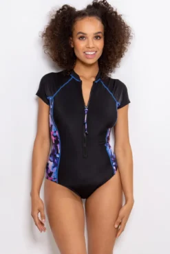 Energy Short Sleeved Zip Front Paddle Swimsuit - Tie Dye -Curve by Lingerie 301821 20221205151800