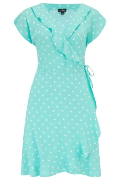 Woven EcoVero™ Frill Wrap Dress - Mint Spot -Curve by Lingerie 302199 20221209104400
