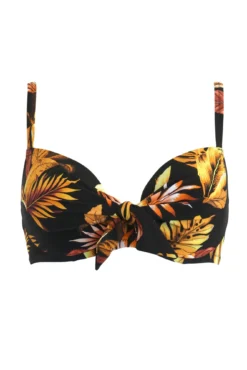 Paradiso Lightly Padded Underwired Front Tie Top - Black -Curve by Lingerie 303621 20230606173200