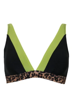 Palm Springs Colour Block Non Wired Triangle Top - Black/Lime -Curve by Lingerie 305447 20230105132200